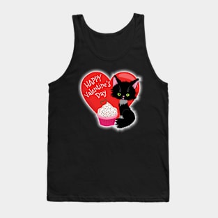 Happy Valentine's Day Cute Cat Heart Cupcake Tank Top